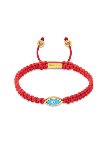 Nialaya Men's String Bracelet Men's Red String Bracelet with Gold Evil Eye